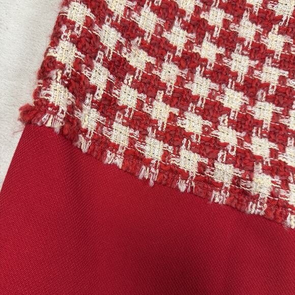 VTG Moschino Cheap Chic Houndstooth Wool Red Midi Pencil Skirt Womens Size US 6 - Picture 2 of 9